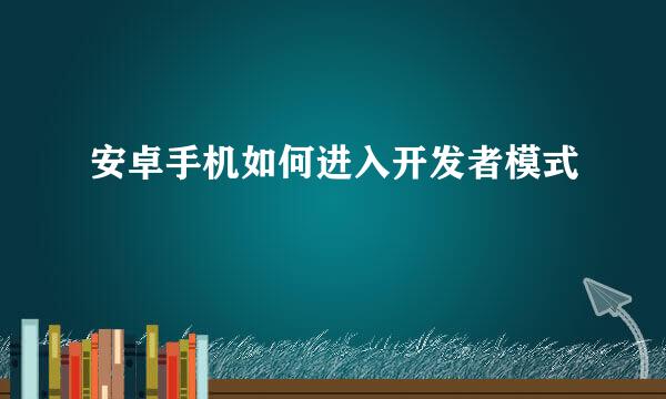 安卓手机如何进入开发者模式