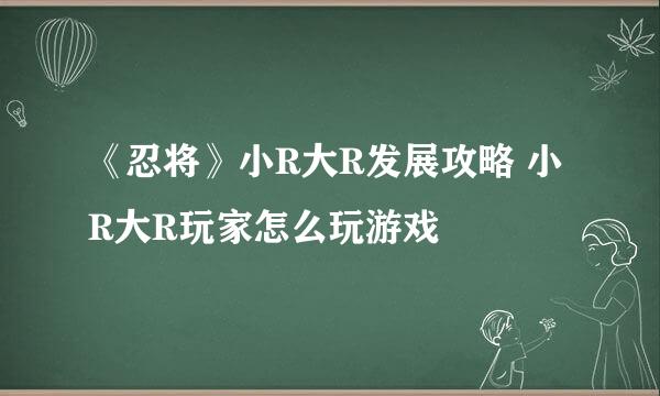 《忍将》小R大R发展攻略 小R大R玩家怎么玩游戏