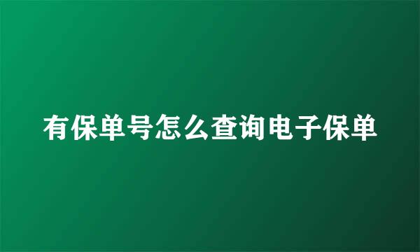 有保单号怎么查询电子保单