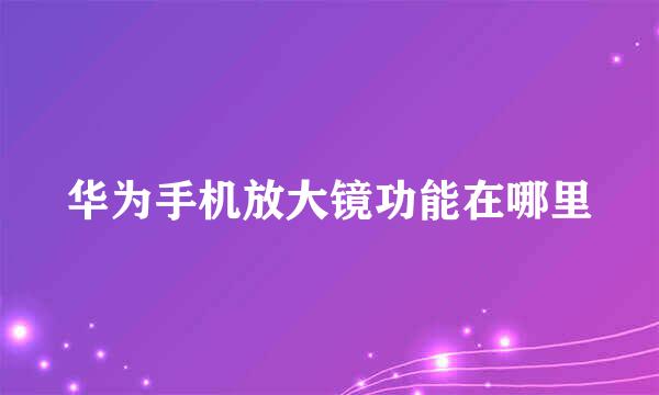 华为手机放大镜功能在哪里