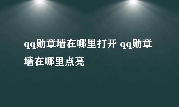 qq勋章墙在哪里打开 qq勋章墙在哪里点亮