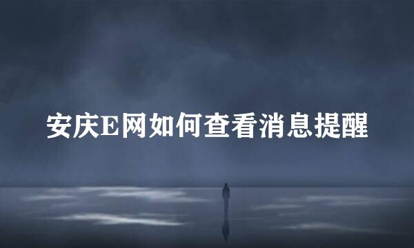 安庆E网如何查看消息提醒