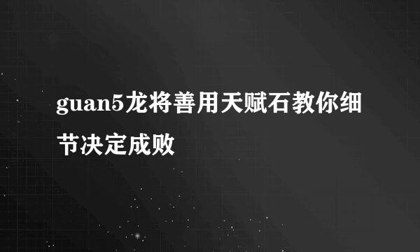 guan5龙将善用天赋石教你细节决定成败