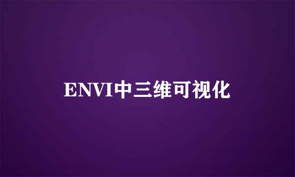 ENVI中三维可视化