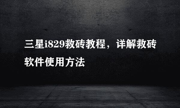 三星i829救砖教程,详解救砖软件使用方法