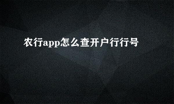 农行app怎么查开户行行号