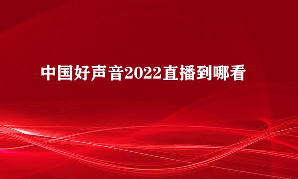 中国好声音2022直播到哪看