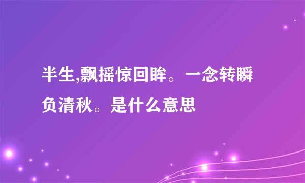 半生,飘摇惊回眸。一念转瞬负清秋。是什么意思