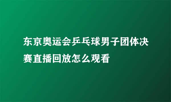 东京奥运会乒乓球男子团体决赛直播回放怎么观看