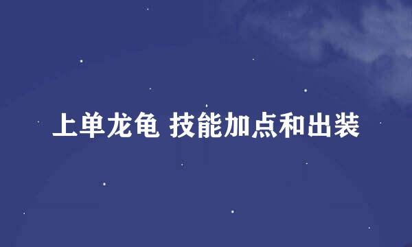 上单龙龟 技能加点和出装