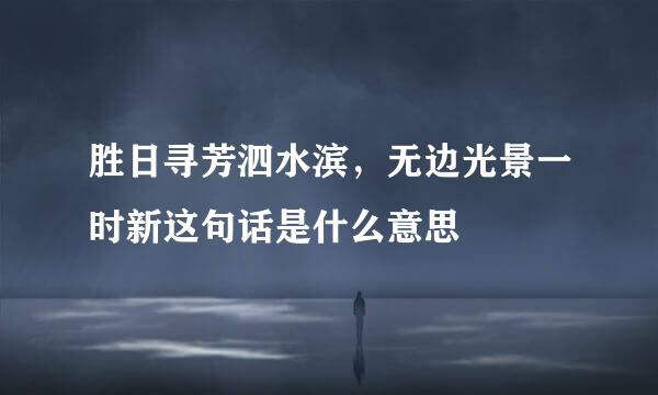 胜日寻芳泗水滨，无边光景一时新这句话是什么意思