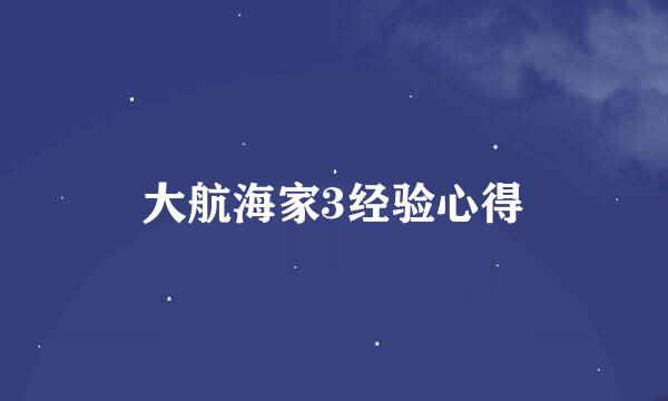 大航海家3经验心得