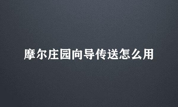 摩尔庄园向导传送怎么用