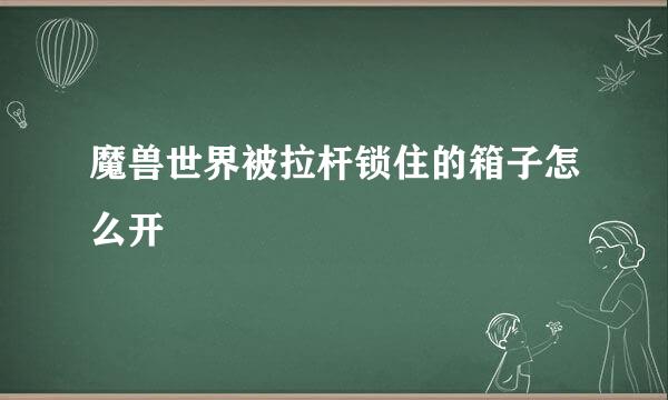 魔兽世界被拉杆锁住的箱子怎么开