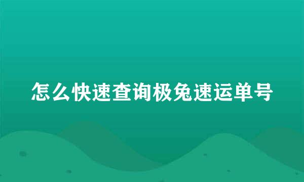 怎么快速查询极兔速运单号