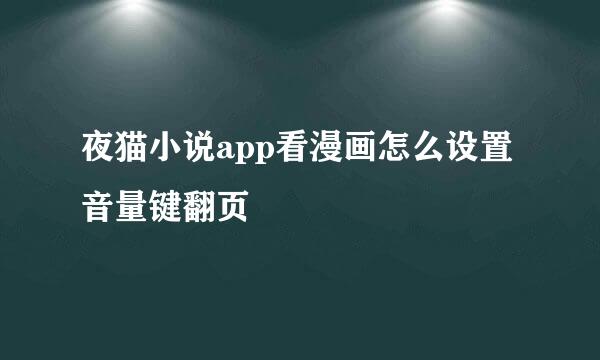 夜猫小说app看漫画怎么设置音量键翻页