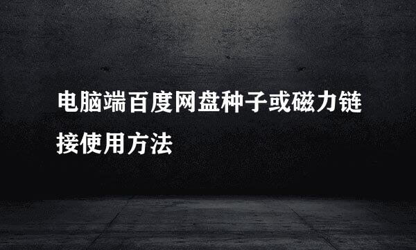 电脑端百度网盘种子或磁力链接使用方法