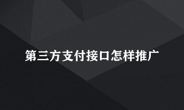 第三方支付接口怎样推广