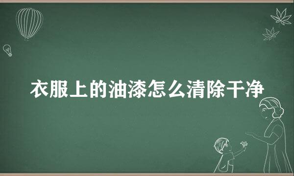 衣服上的油漆怎么清除干净