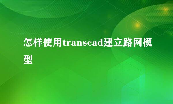 怎样使用transcad建立路网模型
