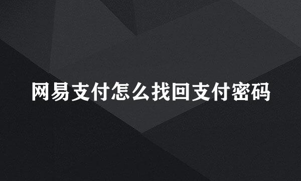 网易支付怎么找回支付密码