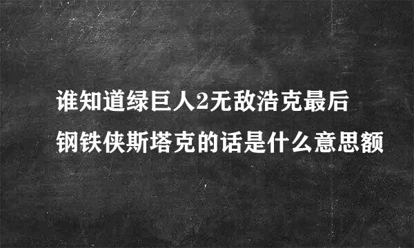 谁知道绿巨人2无敌浩克最后钢铁侠斯塔克的话是什么意思额