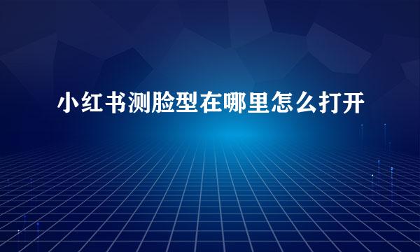 小红书测脸型在哪里怎么打开