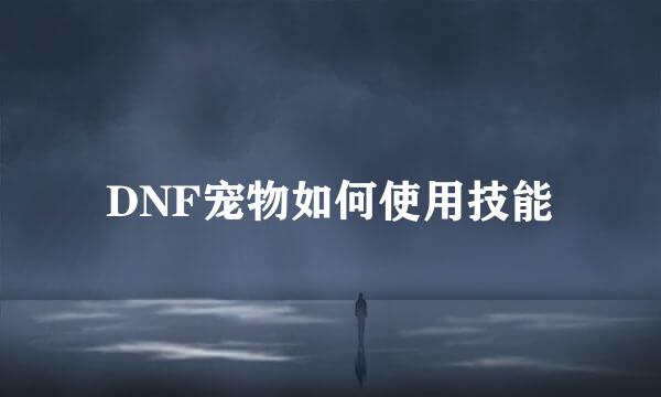 DNF宠物如何使用技能
