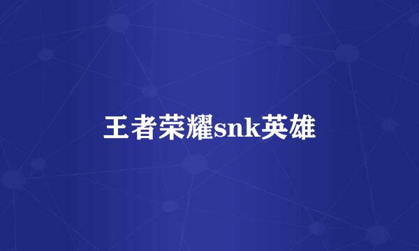 王者荣耀snk英雄