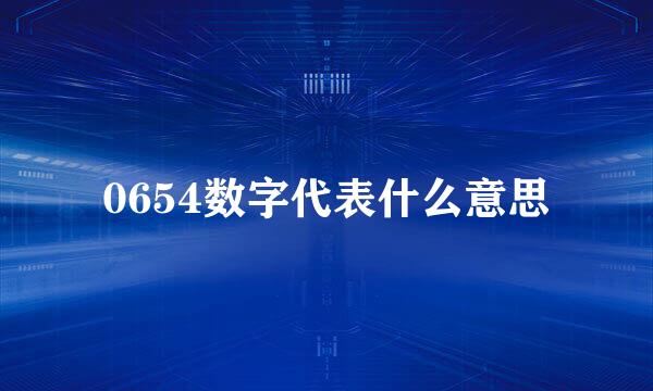 0654数字代表什么意思
