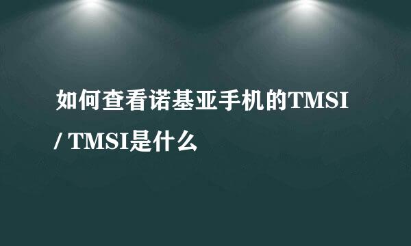 如何查看诺基亚手机的TMSI / TMSI是什么