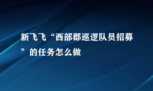 新飞飞“西部郡巡逻队员招募”的任务怎么做