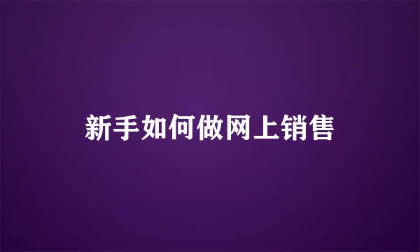 新手如何做网上销售