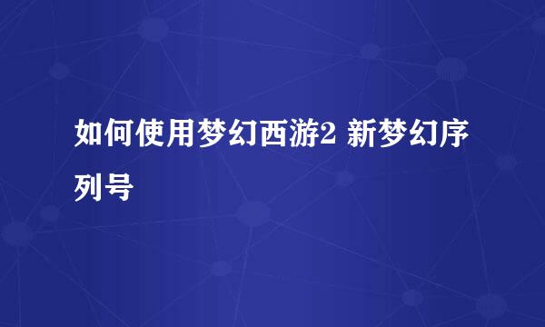 如何使用梦幻西游2 新梦幻序列号