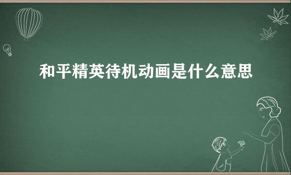 和平精英待机动画是什么意思