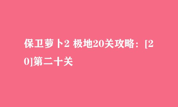 保卫萝卜2 极地20关攻略：[20]第二十关