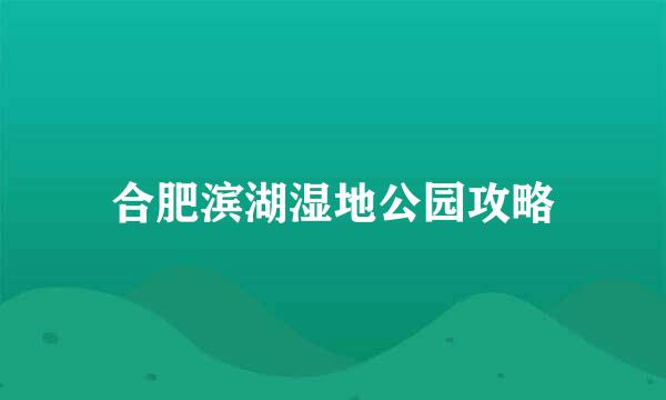合肥滨湖湿地公园攻略