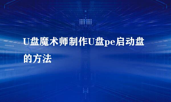 U盘魔术师制作U盘pe启动盘的方法