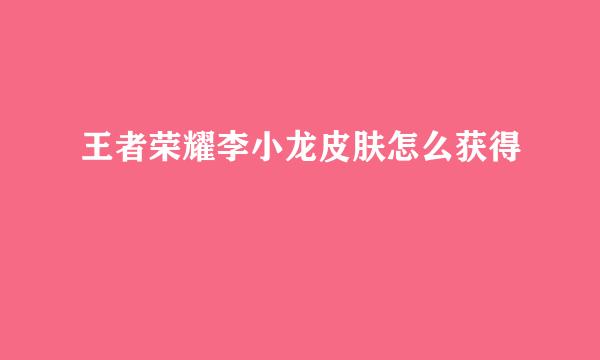 王者荣耀李小龙皮肤怎么获得