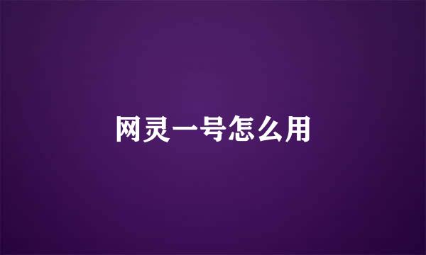 网灵一号怎么用