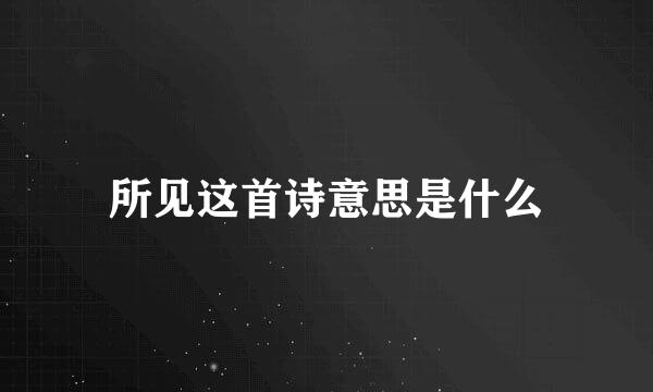 所见这首诗意思是什么