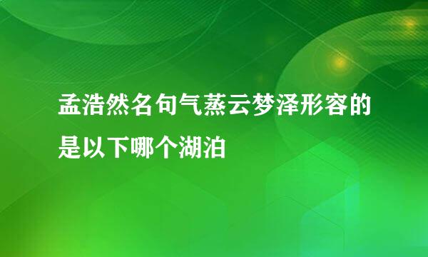 孟浩然名句气蒸云梦泽形容的是以下哪个湖泊