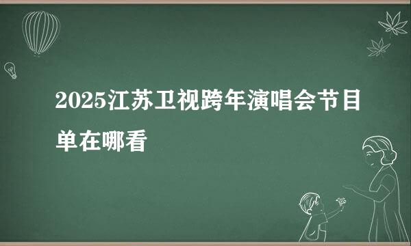 2025江苏卫视跨年演唱会节目单在哪看