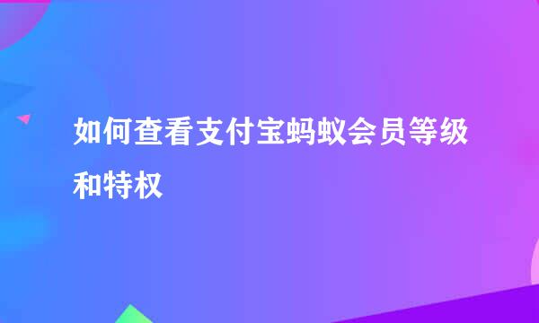如何查看支付宝蚂蚁会员等级和特权