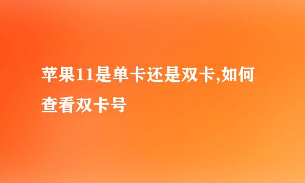 苹果11是单卡还是双卡,如何查看双卡号