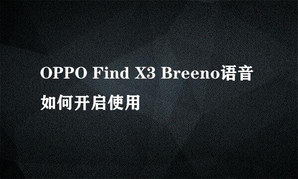 OPPO Find X3 Breeno语音如何开启使用