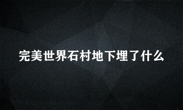 完美世界石村地下埋了什么