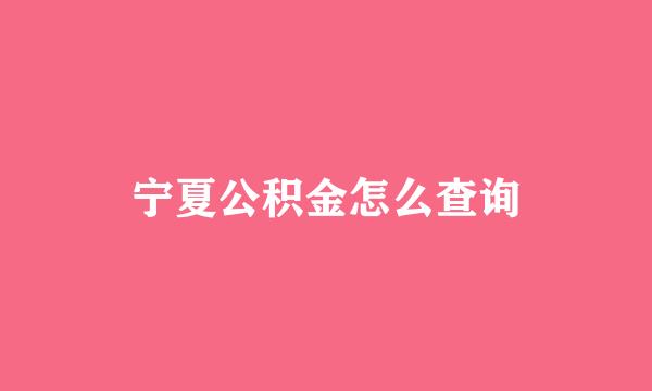 宁夏公积金怎么查询