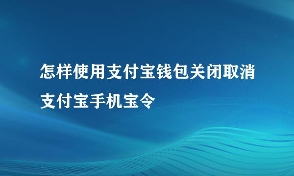 怎样使用支付宝钱包关闭取消支付宝手机宝令