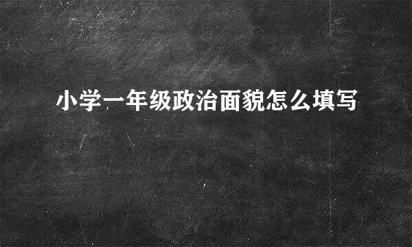 小学一年级政治面貌怎么填写